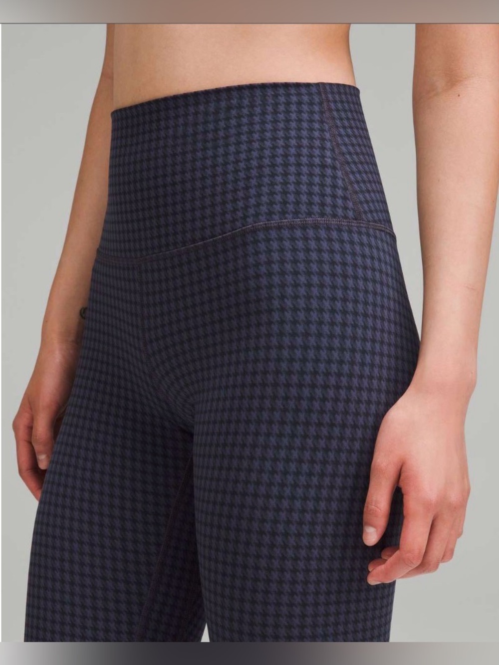 Lululemon Align 23” Leggings Crop Micro Houndstooth Blue Multi High Rise Sz 8 - Picture 3 of 10
